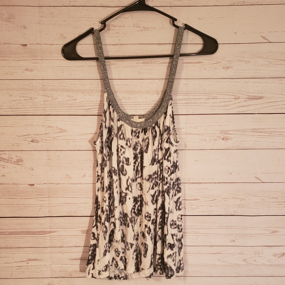 Silent noise xs soft tank top grey patterned white